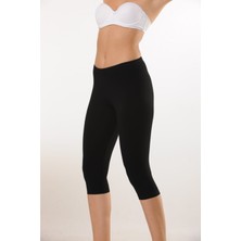 Hmd 4001 3'lü Pamuk Diz Altı Kapri Tayt - Siyah