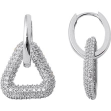 Bilezikci Sarkıt Üçgen 14 Ayar Beyaz Altın Küpe