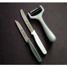 Solingen Sebze Doğrama Bıçakları ve Soyacak 3'lü Set Gri