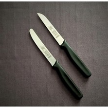 Solingen Tırtıklı ve Düz Doğrama Bıçağı 2'li Siyah