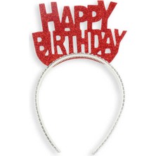 Acar Süs Happy Birthday Simli Eva Taç Kırmızı 1 Adet