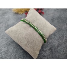 Hd Marketim Deri Üzeri Yeşil İp Swaroski Taşlı Tasarım Ayarlanabilir