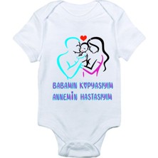 Limon Unisex Bebek Beyaz Babamın Kopyasıyım Annemin Hastasıyım Baskılı Zıbın