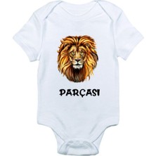 Limon Erkek Bebek Beyaz Aslan Parçası Baskılı Zıbın Body