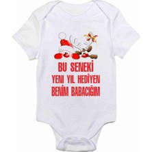 Limon Unisex Bebek Beyaz Bu Seneki Yeni Yıl Hediyen Benim Babacığım Baskılı Zıbın Body