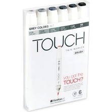 Shinhan Art Twin Brush Marker Fırça Uçlu Markör Kalem Seti 6 Renk Gri Tonları
