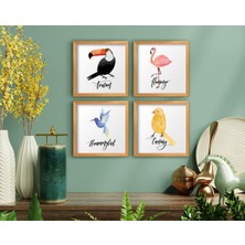 Bk Gift Dekoratif 4’lü Retro Ahşap Tablo-1