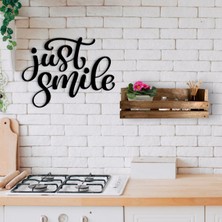 Bk Gift Dekoratif Doğal Ahşap Raf ve Sadece Gülümse Duvar Süsü-1