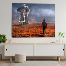 Deko Gonya Fil ve Insan Temalı Dekoratif Kanvas Tablo