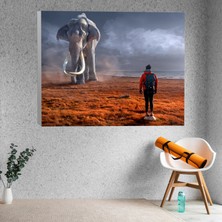 Deko Gonya Fil ve Insan Temalı Dekoratif Kanvas Tablo