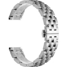 Kzy Samsung Gear S2 Uyumlu 20MM Klipsli Metal Kordon - Gümüş