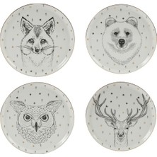 Porland Forest 4 Parça Düz Tabak Seti 20 Cm.