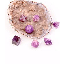 Taş Sandığı Lepidolit Taşı Geometrik Set - Kese