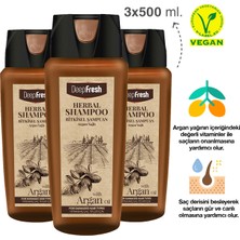 Deep Fresh Herbal Bitkisel Şampuan Argan Yağı Özlü Yıpranmış Saçlar 3 x 500 ml