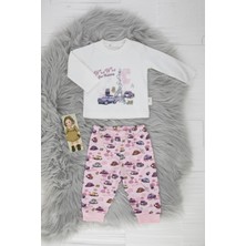 Lajunya %100 Pamuk Araba Baskılı Kız Bebek Pijama Takımı