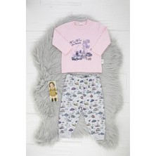 Lajunya %100 Pamuk Araba Baskılı Kız Bebek Pijama Takımı