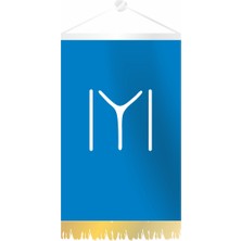 Özgüvenal Dörtgen Kayı Altın Rengi Püsküllü Flama 25 x 35 cm