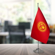 Özgüvenal Kırgızistan Masa Bayrağı Direksiz 15 x 22,5 cm