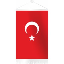 Özgüvenal Dörtgen Ay Yıldız Beyaz Püsküllü Flama 25 x 35 cm