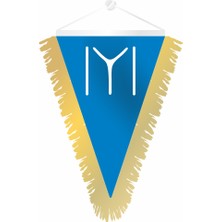 Özgüvenal Üçgen Kayı Altın Rengi Püsküllü Flama 25 x 35 cm