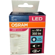 Osram LED Value 5W = 50W GU10 LED Ampul 10 Adet BEYAZ IŞIK 6500K  LED Spot Ampul