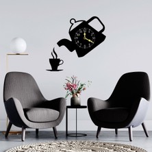 Deko Gonya Çaydanlık ve Bardak  Mutfak  Ahşap Duvar Saati