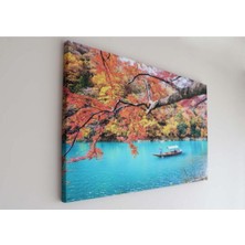 Vice Göl Kenarı Orman Sonbahar Manzaralı Kanvas Tablo (45X72 Cm)