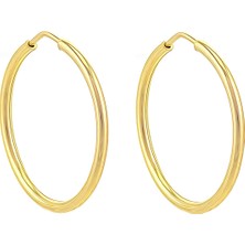 Prenses Pırlanta Kadın 14 Ayar Altın Orta Boy Halka Küpe