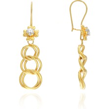 Prenses Pırlanta Kadın 14 Ayar Altın Sallantılı Samanyolu Küpe