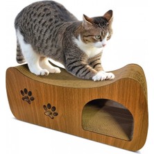 Ondüle Karton Kedi Tırmalama Tahtası, MDF Kaplamalı 61x27x18cm, Kedi Tırmalama Rampası