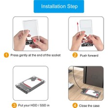 Wozlo 2.5 Inç Sata USB 3.0 Harddisk Kutusu - Şeffaf - Micro USB