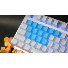 Tai-Hao Rubber Gaming Aydınlatmalı Keycaps Set - 18 Keys Rubberized Doubleshot Key Caps (Neon Mavi )