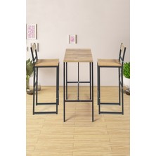 RetoDesign Siyah Metal Ayaklı Yemek Bar Masası Takımı