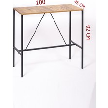 RetoDesign Siyah Metal Ayaklı Yemek Bar Masası Takımı