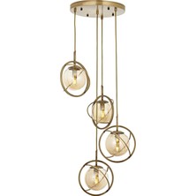 Avonni AV-1850-4ET Eskitme Kaplama Modern Avize E14 Metal Cam H: 120 cm, Ø: 35 cm