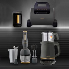 Homend Gold Serisi Antrasit Elektrikli Çeyiz Seti+Kahve Makinesi+Tost Makinesi+Blender Set+Çay Makinesi