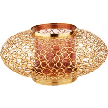 Creart Home Crearthome Gold Halka Desenli Tombul Kc Mumluk 26X16 cm Bq 132