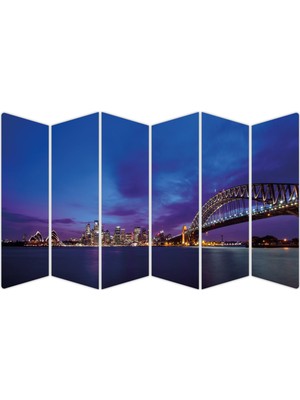 Renkselart Gece Şehir Köprü Manzarası Mdf TABLO-1554 Model-B