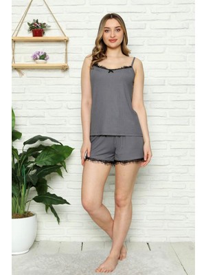Nisanca Kaşkorse Yazlık Şortlu Askılı Kadın Pijama Takımı