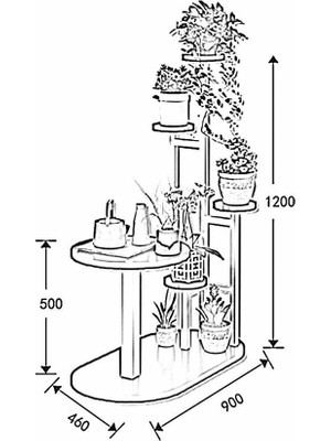 Hitit Dekorasyon Sinda Ahşap Yan Sehpa Saksılık Çiçeklik