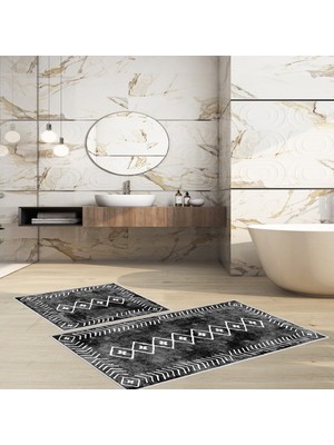 Talia Home Kaymaz Taban Yıkanabilir  2 Li 60X100 - 50X60 Banyo Halısı  Klozet Takımı