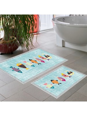 Thalia Home Talia Home Kaymaz Taban Yıkanabilir  2 Li 60X100 - 50X60 Banyo Halısı Paspas Klozet Takımı