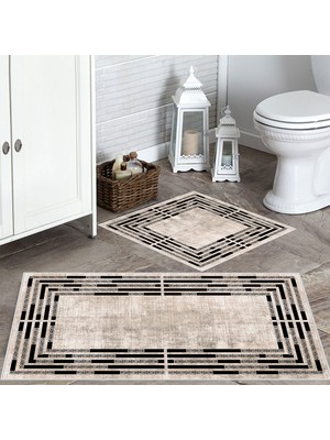 Thalia Home Talia Home Kaymaz Taban Yıkanabilir  2 Li 60X100 - 50X60 Banyo Halısı Paspas Klozet Takımı