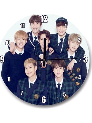 Cakatablo Bts Kore Pop Okul Üniformalı Duvar Saati