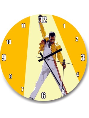 Cakatablo Freddie Mercury Sarı Zemin Duvar Saati