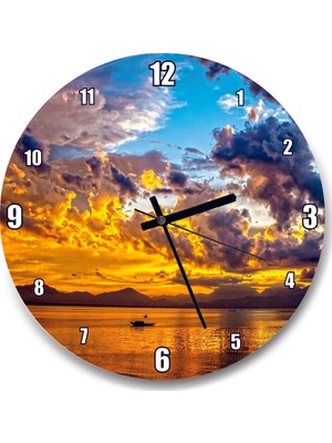 Cakatablo Gün Batımı Doğa Tekne Duvar Saati