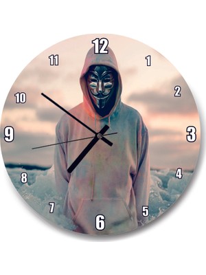Cakatablo Okyanus Anonymous Maske Duvar Saati
