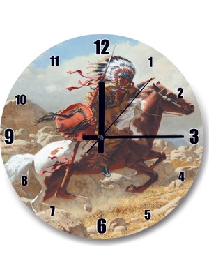 Cakatablo Savaşçı Kızılderili Duvar Saati