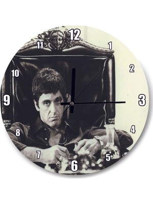 Cakatablo Tony Montana Siyah Beyaz Duvar Saati