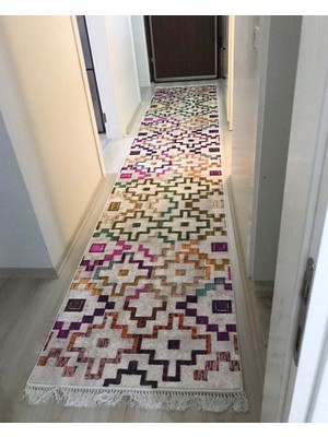 STY Home Vintage 3 Kaymaztabanlı Yıkanabilir Halı Kilim Yolluk Dijital Baskı Renkli